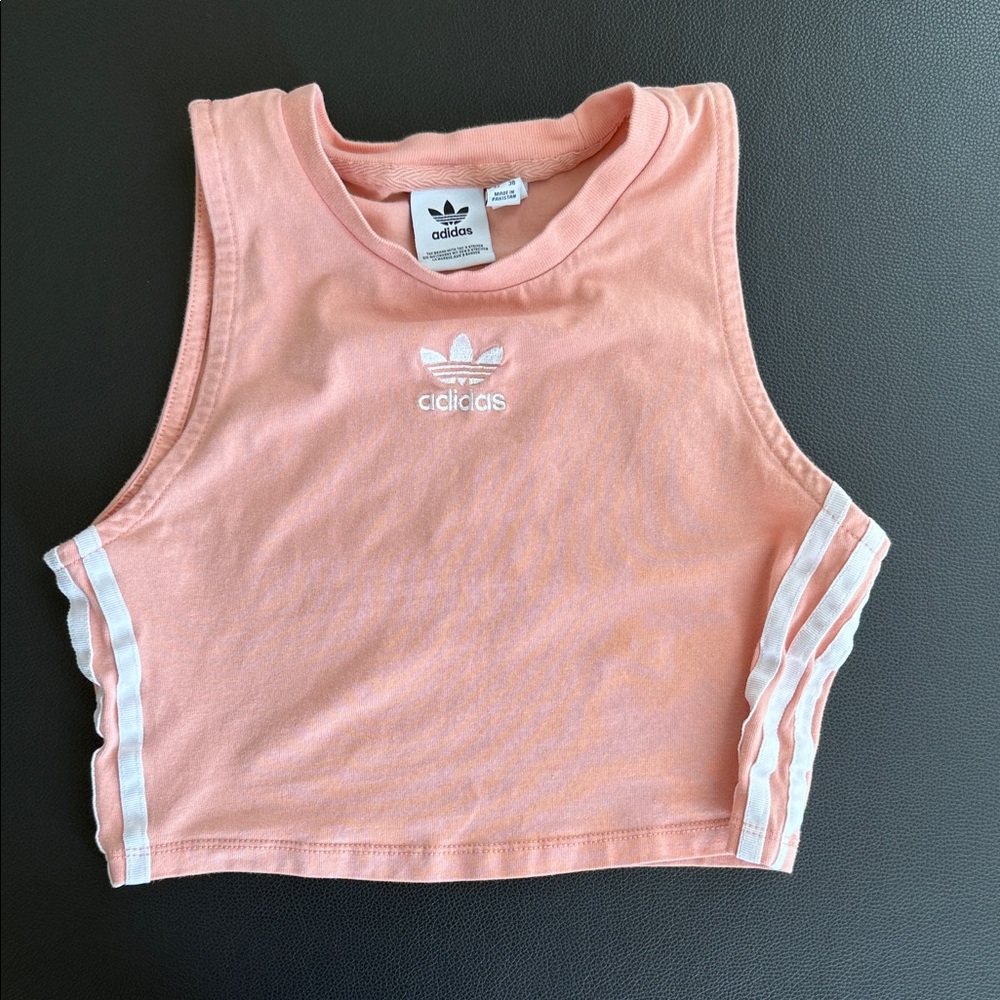 Adidas Crop Top Light Pink Peach Tank Top XS - Picture 3 of 5